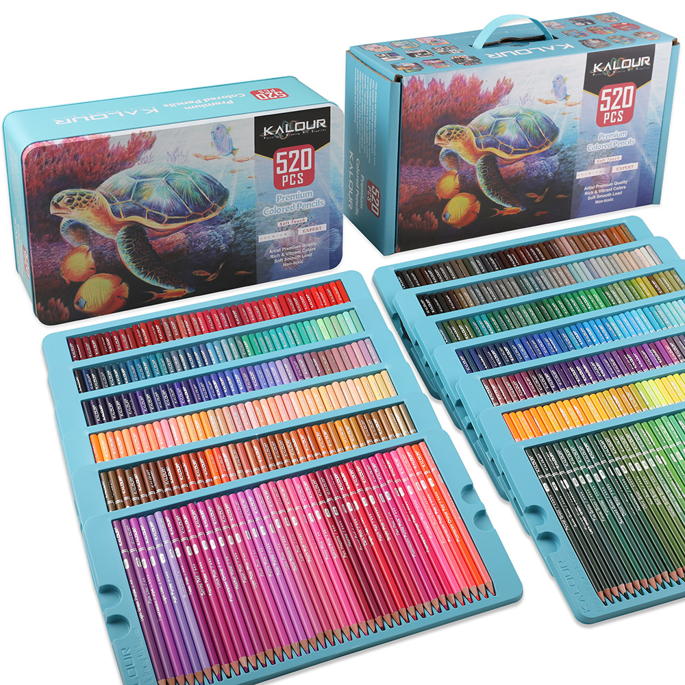 Picture of KALOUR Premium Color Pencil 520 Color with iron box