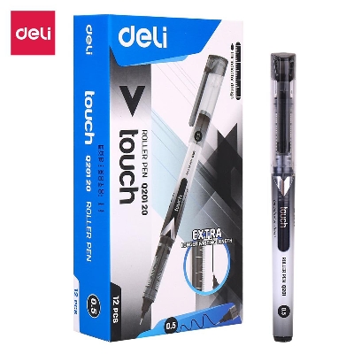 Picture of Deli EQ20120 Roller Pen - Black - Pack Of 12 Pcs