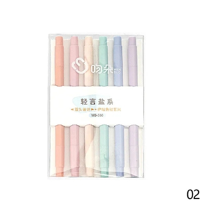 Picture of Papertree 6PCS Double Head Tips Highlighter Morandi Soft Tip Light Color Eye Protection Marker Pen DIY Photo Diary Journal Fluorescent Pens