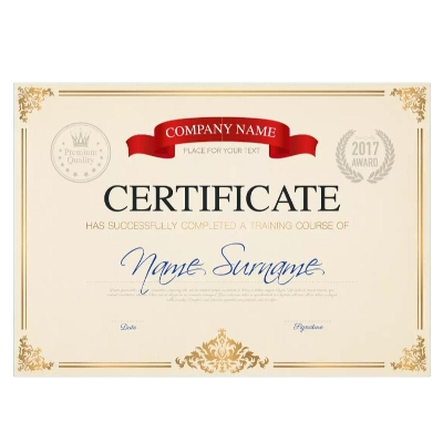 Picture of WHITE GOLD HI THICKNESS CERTIFICATE PAPER 10 SHEETS