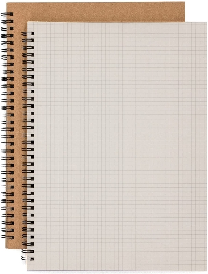Picture of Square Grid Spiral Notebook, Kraft Cover Natural shade Pages, Ruled Wirebound Notebooks Bulk Journals (Square Grid)