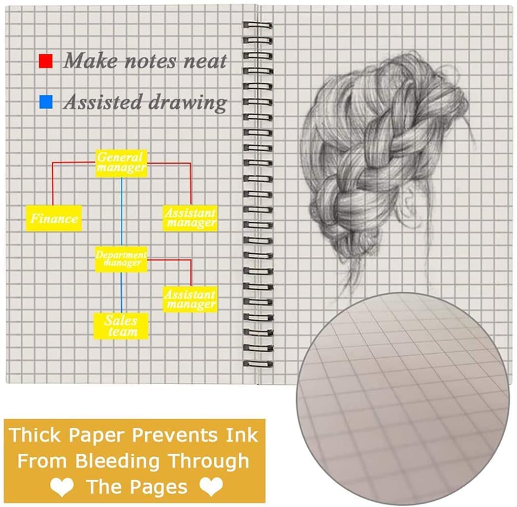 Picture of Square Grid Spiral Notebook, Kraft Cover Natural shade Pages, Ruled Wirebound Notebooks Bulk Journals (Square Grid)