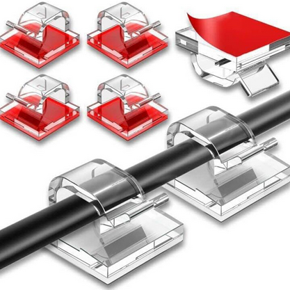 Picture of 20pcs Cable Clips, Outdoor Light Clips Cord Organizer Self Adhesive Wire Clips, Transparent Cable Clips with Adhesive Tapes Light Clips Decoration Clips Self Adhesive Hooks Wire Holder