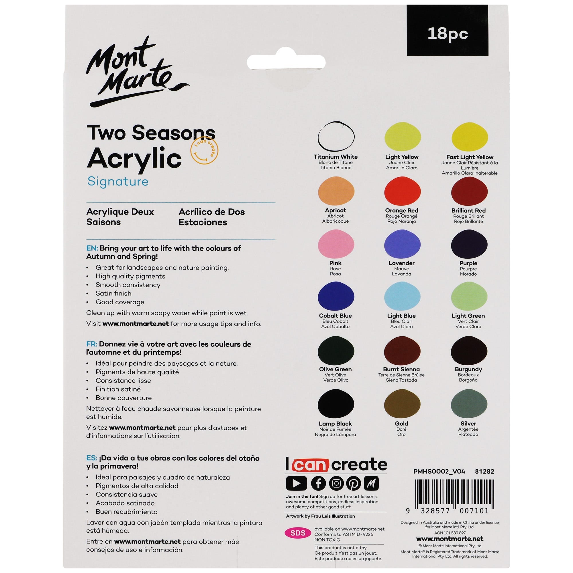 Picture of Mont Marte Two Seasons Acrylic 18pc*12ml