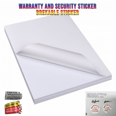 Picture of Warranty and Security Label Sticker A4 Size - 20 Pages