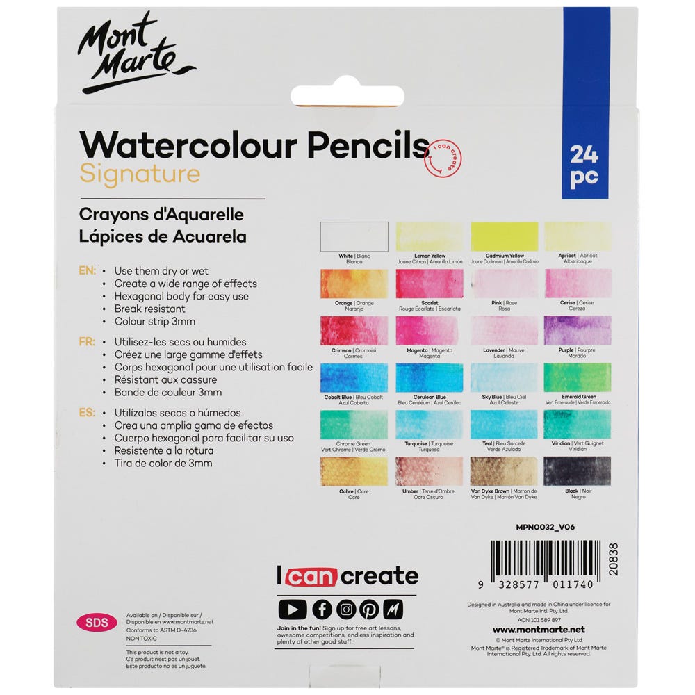 Picture of Mont Marte Watercolor Pencils 24pc