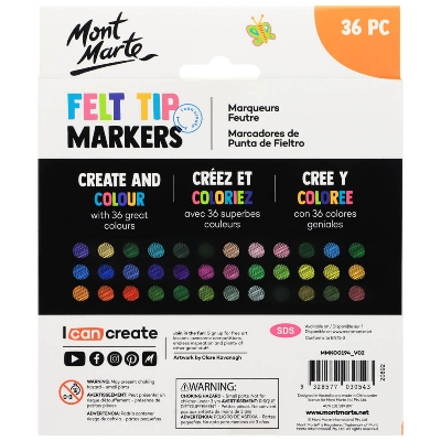 Picture of Mont Marte Kids Felt Tip Markers 36pc-Basic