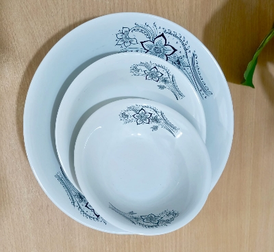 Picture of 27 Pieces white black print  Design Dinner Set