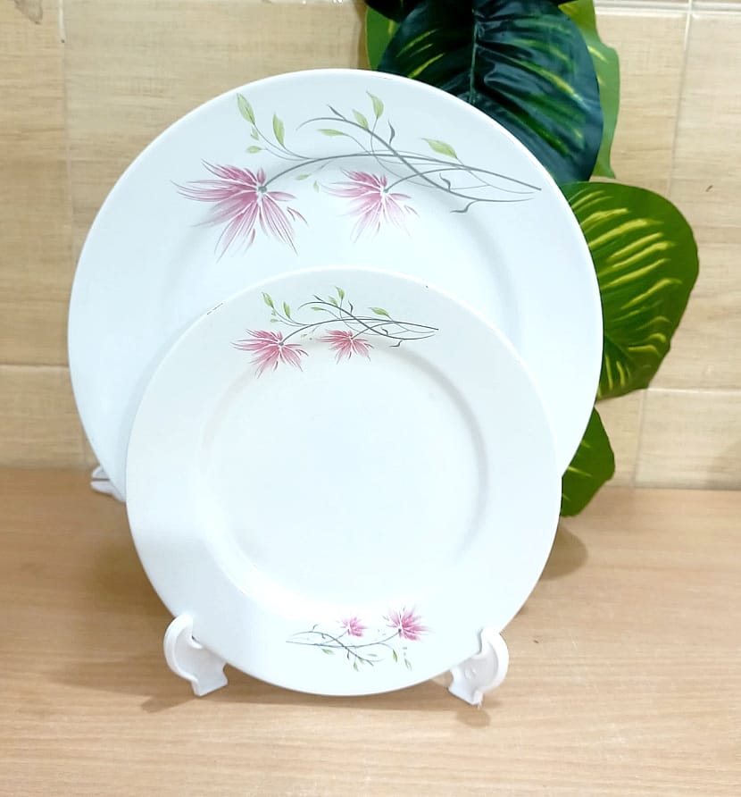 Picture of 32 piece  white pink ceramic dinner set premium quality dinner set
