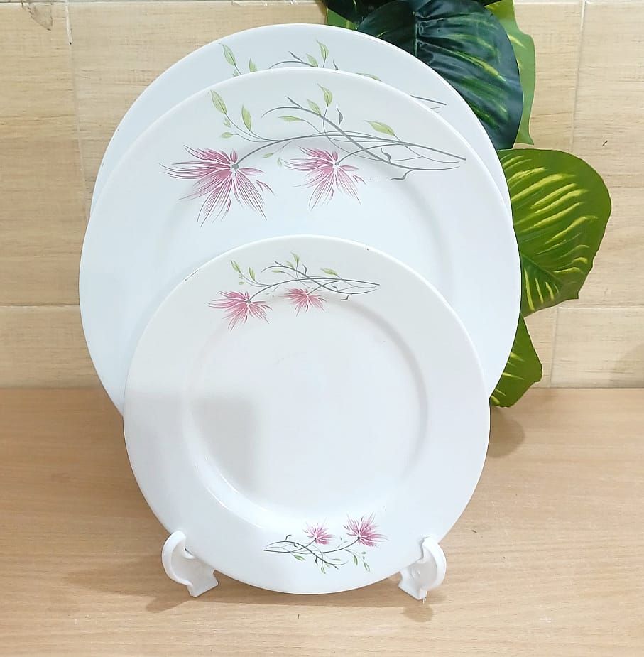 Picture of 32 piece  white pink ceramic dinner set premium quality dinner set
