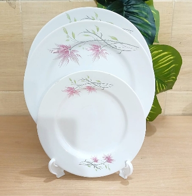 Picture of 32 piece  white pink ceramic dinner set premium quality dinner set