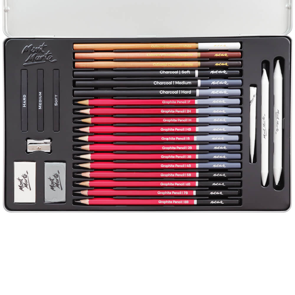 Picture of Mont Marte Sketching Tin Set 27pc