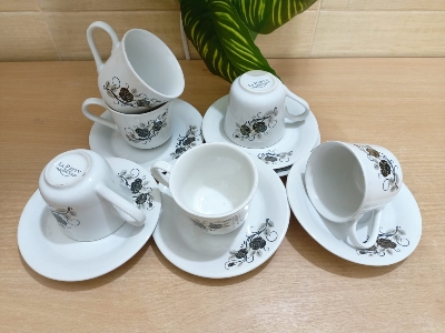 Picture of 27 pieces white black dinner set