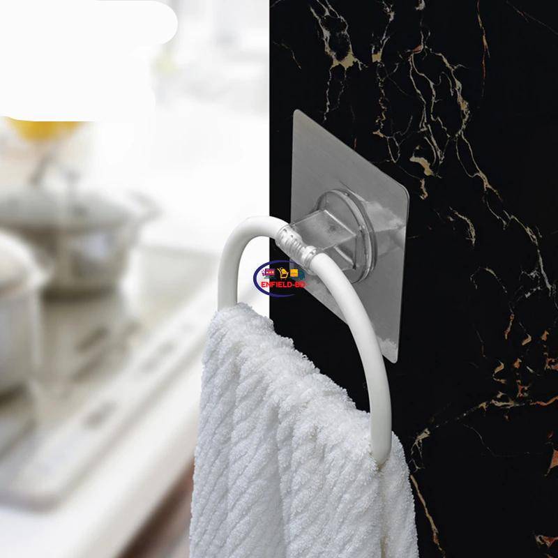 Picture of Bathroom Square No Trace Towel Rack Towel Ring Self-Adhesive