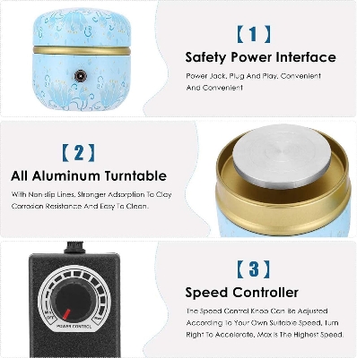 Picture of Mini Pottery Wheel Machine, Electric Pottery Wheel Turntable Fingertip Diy Clay Tool With Tray