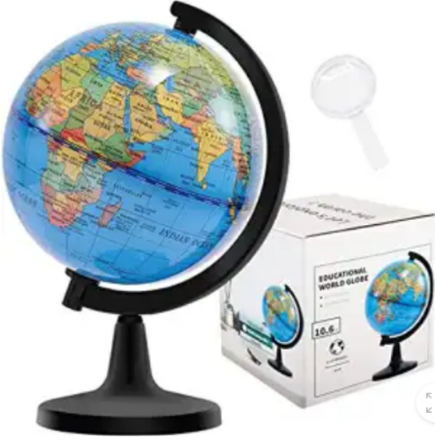 Picture of 10.6CM World Globe for Kids Learning, Educational Rotating World Map Globes Mini Size Decorative Earth Children Globe for Classroom Geography Teaching, Desk & Office Decoration