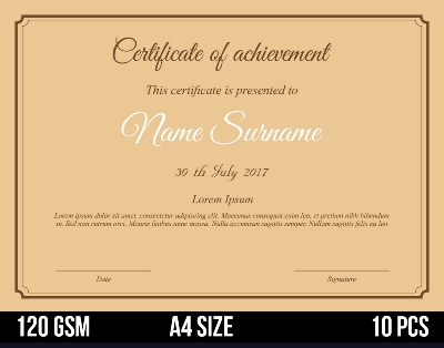 Picture of Kraft Certificate Print Paper A4 Size 110 GSM - 10 Pcs