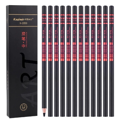 Picture of KASIMIR Soft Charcoal Sketch Pencils Set 12 Pcs