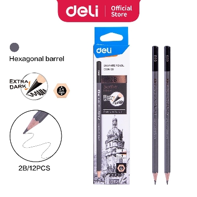 Picture of Deli EC005-2B Scribe Graphite Sketch Pencil 12 pcs 2B