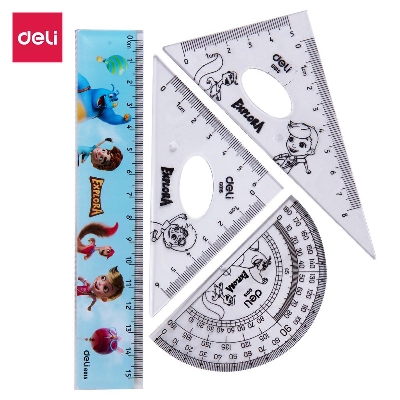 Picture of Deli EG01503 Drafting Ruler Set Of 4pcs Ruler Set 15cm Transparent