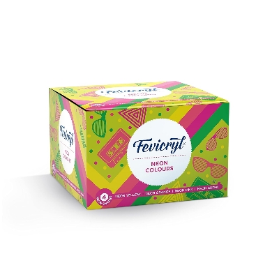 Picture of Fevicryl Neon Acrylic Colour Kit, Neon Paints 4 Shades, 15ml