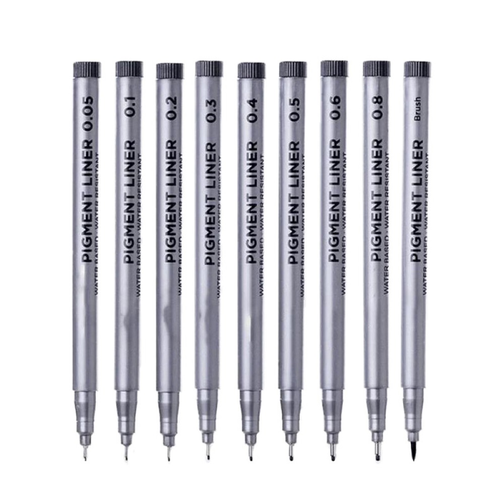 Picture of Keep Smiling Set of 9pcs 0.05 to 0.8 Drawing Pen Fine Liner Set, best Sketching Pens for Arts & Craft Students Pigment Liner Pigma Micron Drawing Pens