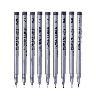 Picture of Keep Smiling Set of 9pcs 0.05 to 0.8 Drawing Pen Fine Liner Set, best Sketching Pens for Arts & Craft Students Pigment Liner Pigma Micron Drawing Pens
