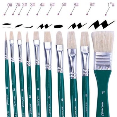 Picture of Mont Marte Oil Colour Hog Bristle Brush Set in Wallet 11pcs