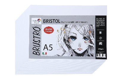 Picture of Brustro Ultra Smooth Bristol Sheets, A5 Size, 250 GSM Pack of 20