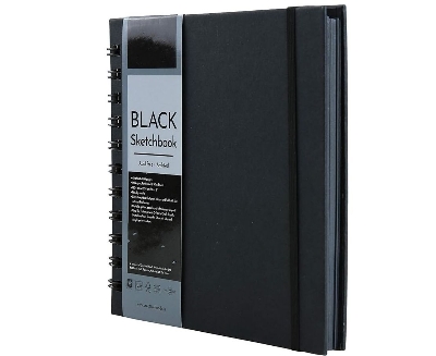 Picture of Papertree Black Sketchbook, Wiro Bound, Size 6" x 6" Inches, 200GSM (40 Sheets) 80 Pages