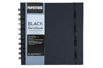 Picture of Papertree Black Sketchbook, Wiro Bound, Size 6" x 6" Inches, 200GSM (40 Sheets) 80 Pages