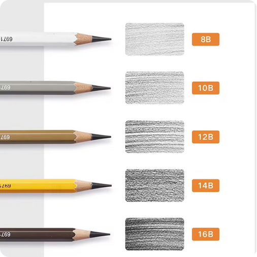 Picture of Superior Charcoal drawing pencil 8B 10B 12B 14B 16B , 5pcs set