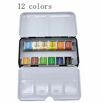 Picture of Superior Water color cake travel box 12 color cake with metal travel box