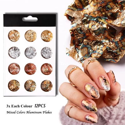 Picture of Metallic foil Paper Craft Paper Nail Decor Nail Art Design Supply Nail foil Flakes Nail Art Multicolor