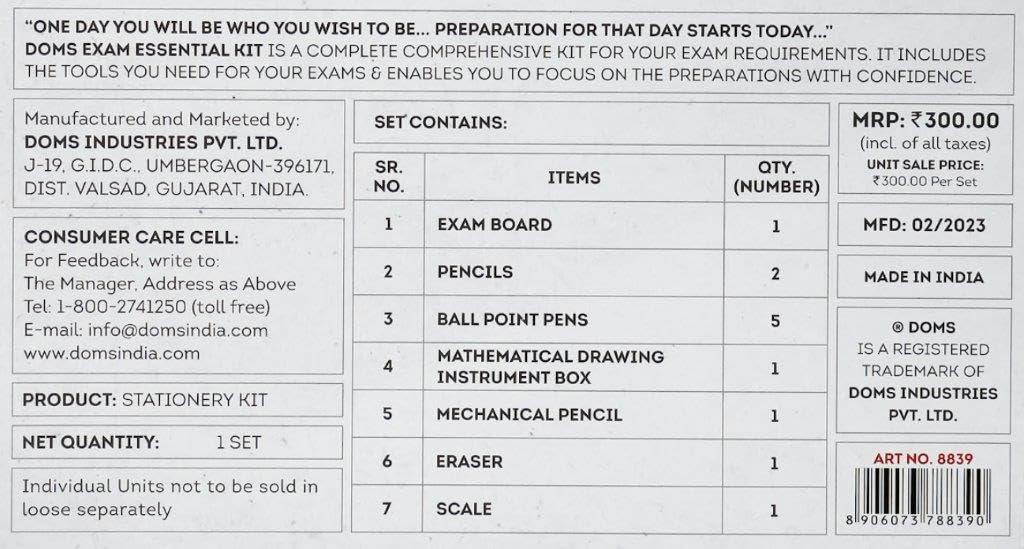 Picture of Doms Exam Essential Stationery Kit | Tools You Need For Your Exams | Complete Comprehensive Kit