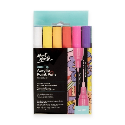 Picture of Mont Marte Acrylic Paint Marker Pens Dual Tip Fine/Broad 12pc