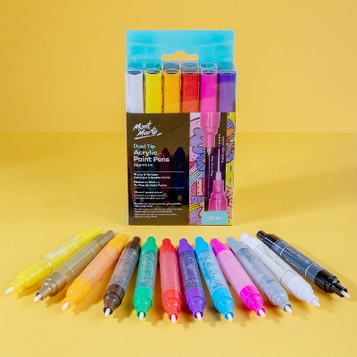 Picture of Mont Marte Acrylic Paint Marker Pens Dual Tip Fine/Broad 12pc
