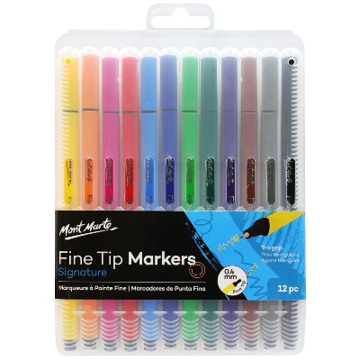 Picture of Mont Marte Fine Tip Marker 12pc Tri Grip in Case