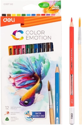 Picture of Deli C00700 Watercolor Pencil 12 Color Drawing Pen Art Set Children Kids Painting Sketching Water Color Pencil Kit