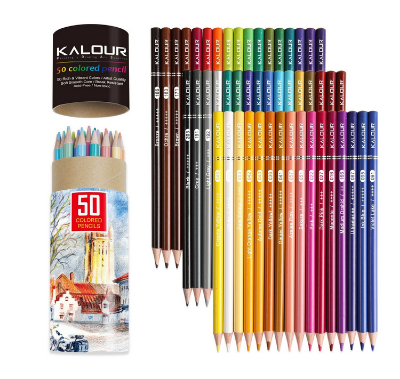 Picture of KALOUR 50 pcs Color Pencil Set Professional Art Hand-Painted Graffiti Oily Color Pencils School Painting Art Supplies