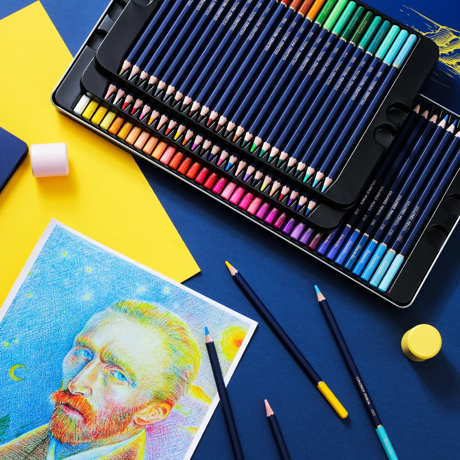 Picture of Deli Finalino Water color pencil 72 Colored Wooden Pencil Colored Pencil Iron Box Painting Artistic Supplies For School Drawing Pencil Set