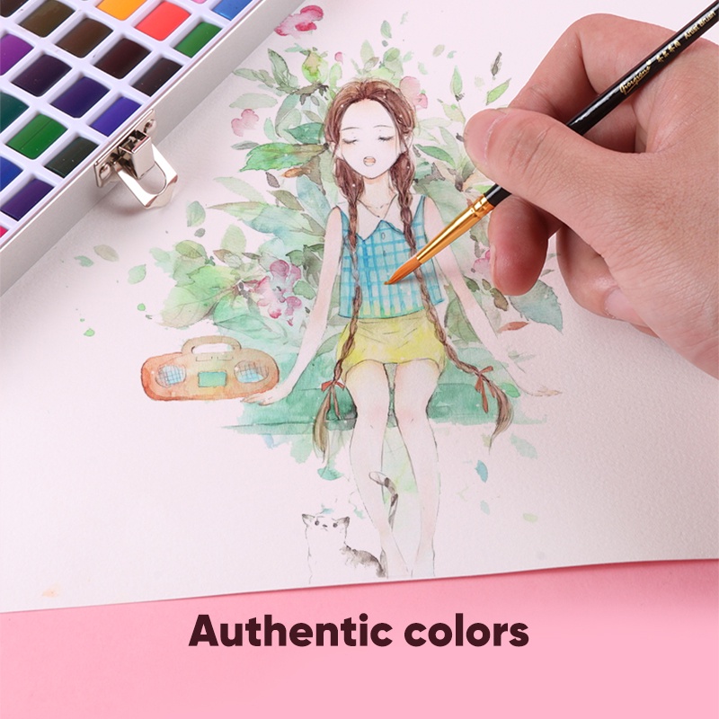 Picture of Giorgione G-ZG 50 colors metallic pearlescent solid watercolor paint with water ink brush set with metal box