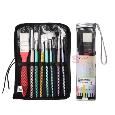 Picture of Giorgione 8pcs Nylon Hair Artist Paint Brushes Set with Carry Bag - for Acrylic, Oil, Watercolor, Gouache, Arts & Crafts