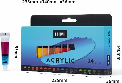 Picture of HIMI Acrylic Paint, Set of 24 Tubes of 0.4 oz (12 mL) Art Set for Adults and Kids, Painting on Canvas Panels, River Rocks, Glass, Wood, Fabric, Ceramic