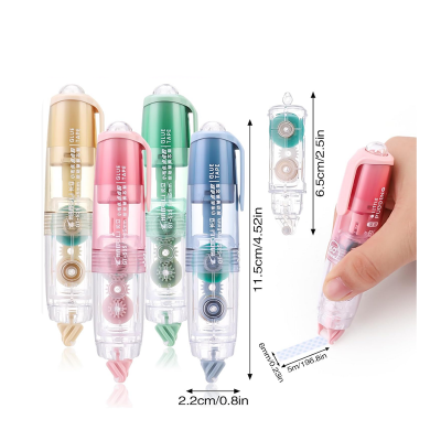 Picture of Glue Tape, Retractable Glue Tape Roller, Double Sided Tape Dispenser with Tape Refills, Transparent Tape Pen for Crafting, Cards, Photo, Journal and Scrapbooking(5mx6mm)