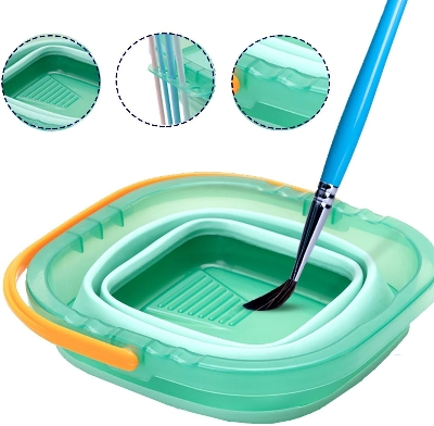 Picture of Paint Brush Washer Cleaner Painting Water Cup Bucket Basin Foldable Collapsible
