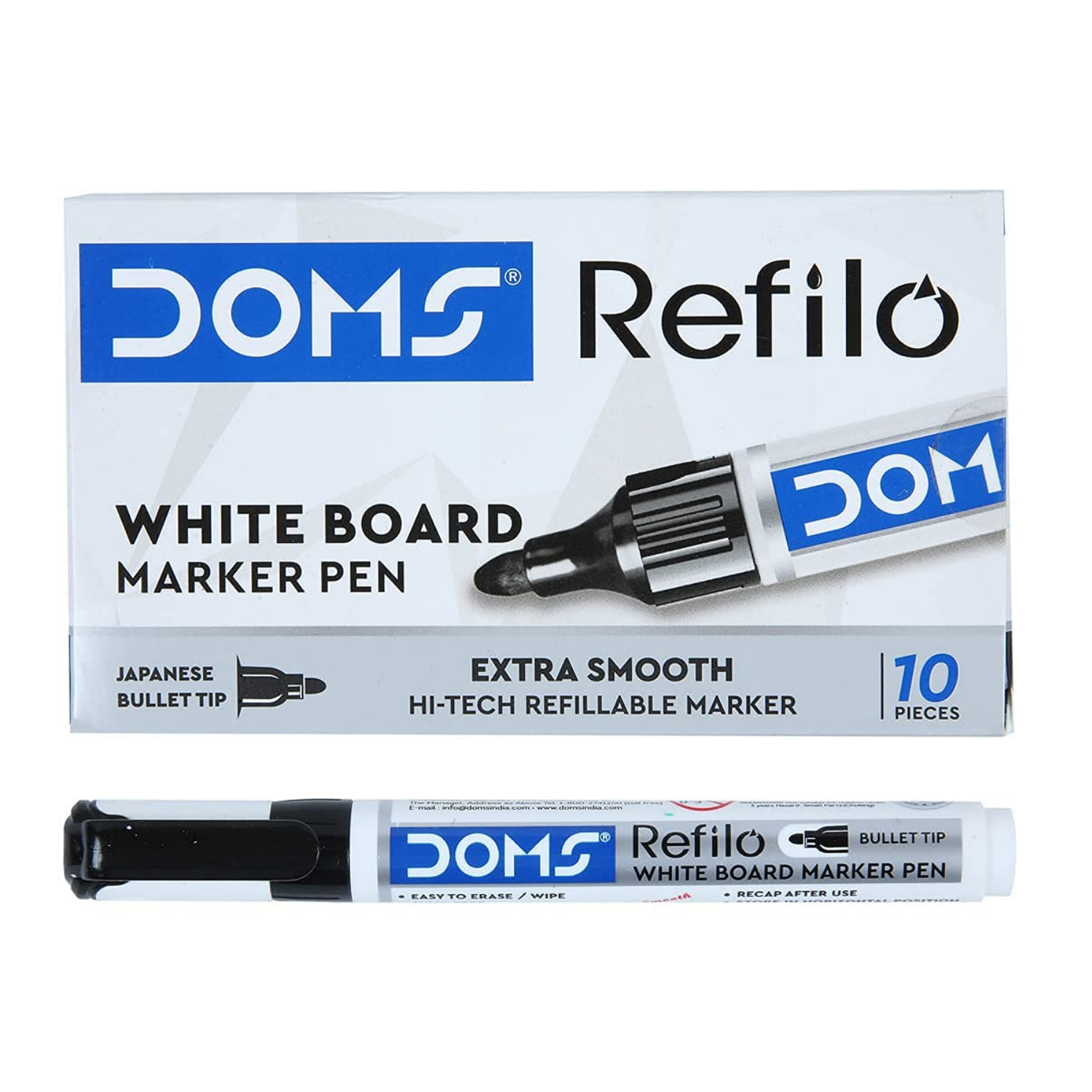 Picture of DOMS Refilo White Board Marker Pen 10 Pieces Box