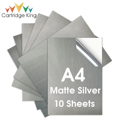 Picture of Papertree 10 Sheets Matte Silver Printable Vinyl Sticker Paper A4 Printer Paper Waterproof Self-adhesive Label Stickers for Inkjet Printer