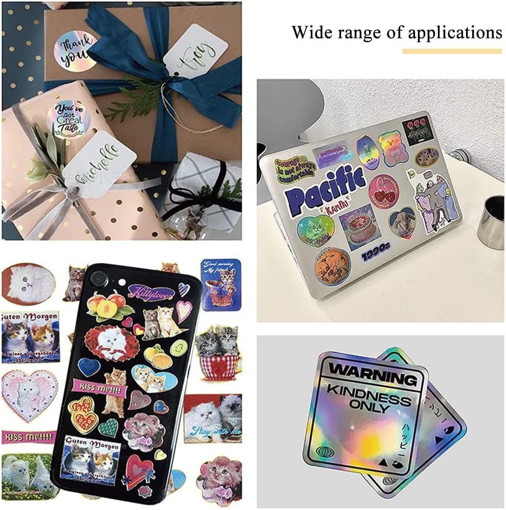 Picture of Seven Color Printable Vinyl Sticker Paper A4 Holographic Sticker Paper Printable Clear Sticker Paper Waterproof Vinyl Sticker Paper for Inkjet Printer Laser Printer DIY Craft Decoration A4 size 20 sheets