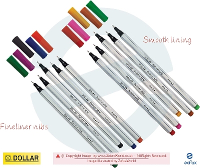 Picture of Dollar Pointer Stic 0.3 Fine liner 6 Fineliner Pen.